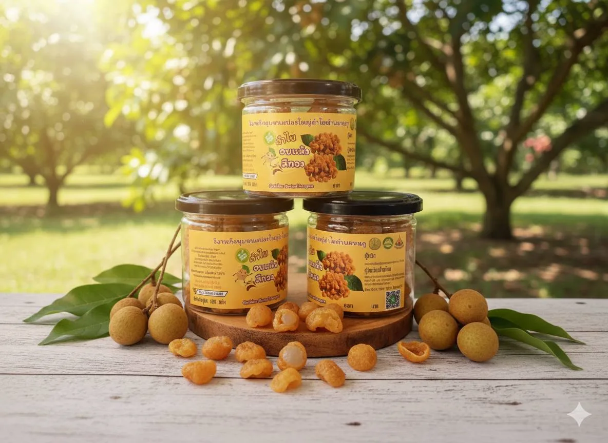 ลำไยอบแห้งสีทอง Golden Dried Longan ขนาด 120 กรัม (แบบกระป๋อง) แบรนด์ ChomPhu Longan