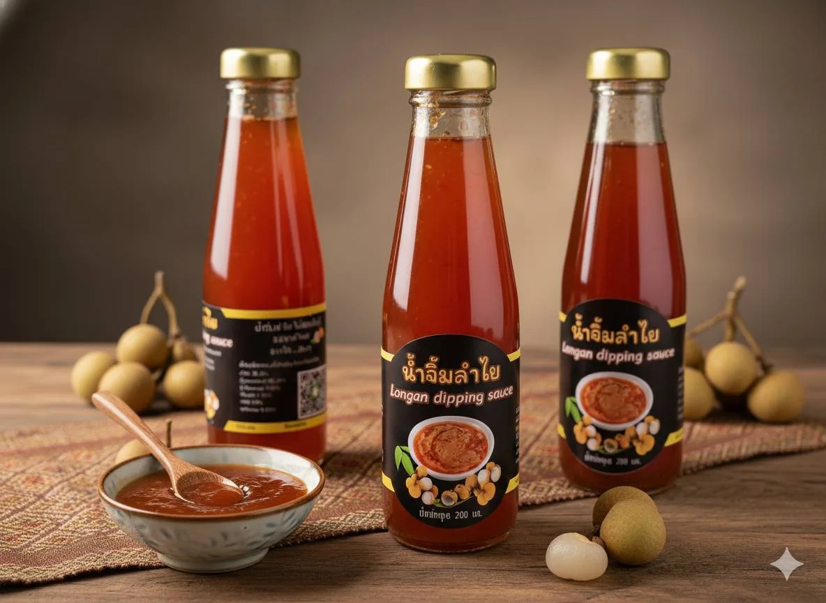 น้ำจิ้มลำไย (Longan Dipping Sauce) ขนาด 200 ml. แบรนด์ ChomPhu Longan